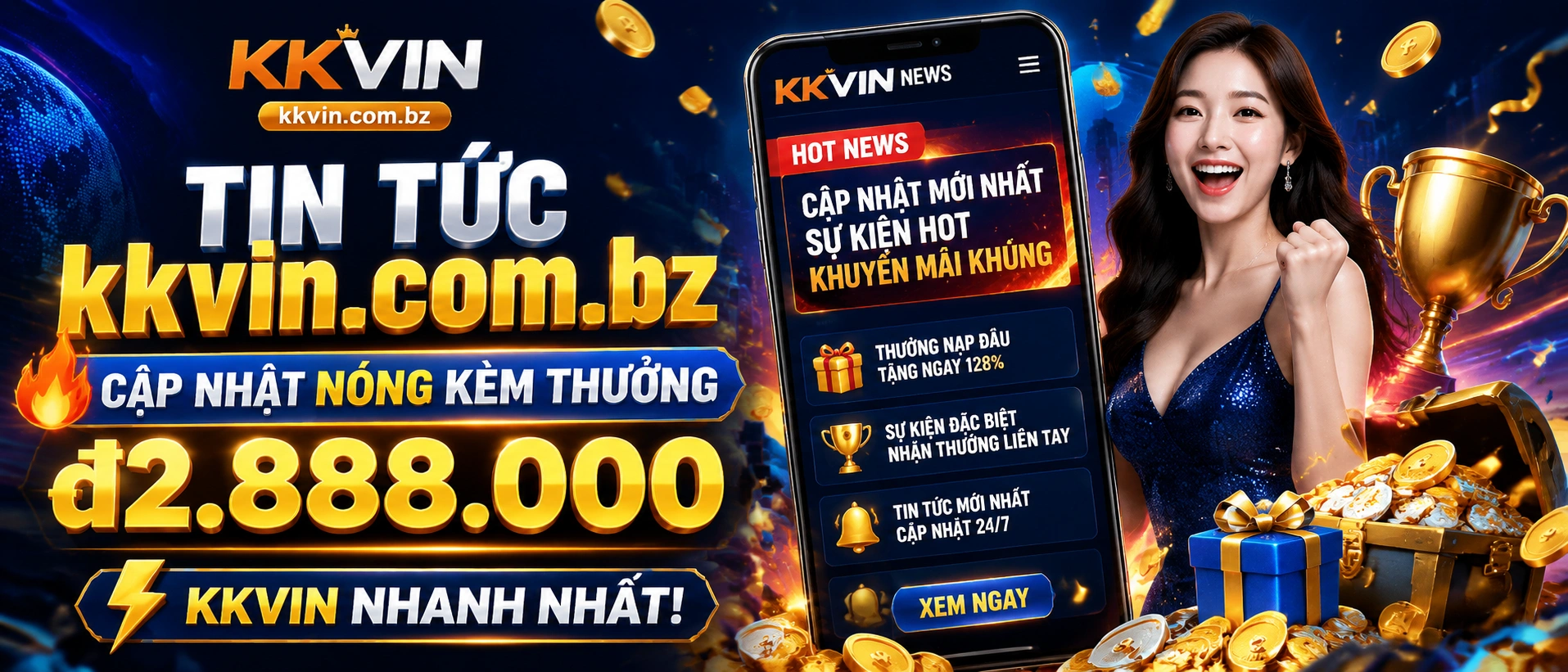 Giao diện tin tức nổi bật của kkvin với các mục cập nhật theo chuyên mục